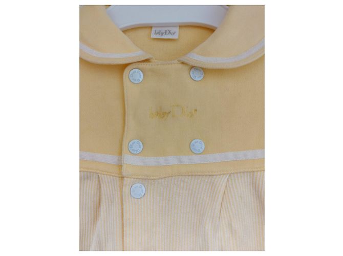 Overol Baby Dior de algodón con cuello marinero a rayas amarillo Blanco Crudo - vista 4
