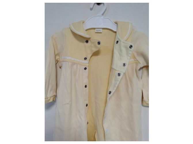 Overol Baby Dior de algodón con cuello marinero a rayas amarillo Blanco Crudo - vista 6