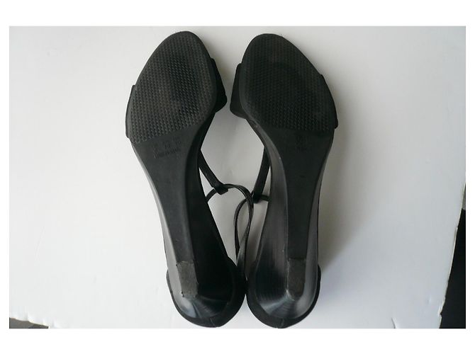 Autre Marque PASTELLE Sandali con zeppa in camoscio nero T40 Euro - vista 6
