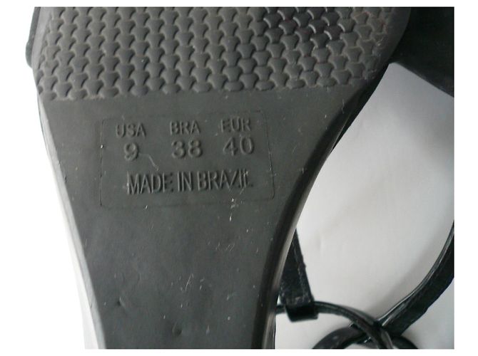 Autre Marque PASTELLE Sandali con zeppa in camoscio nero T40 Euro - vista 7