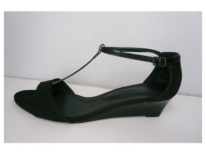 Autre Marque PASTELLE Sandali con zeppa in camoscio nero T40 Euro - vista 8