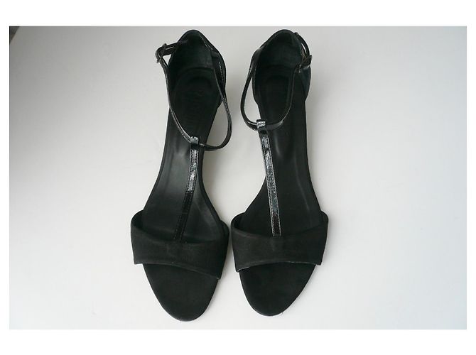 Autre Marque PASTELLE Sandali con zeppa in camoscio nero T40 Euro - vista 9