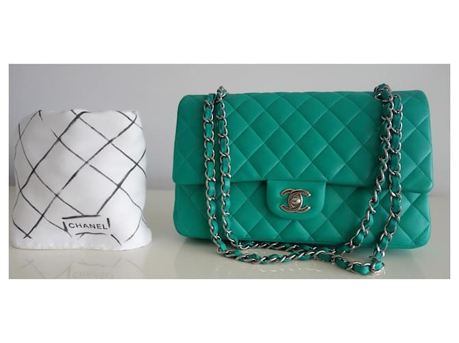 Borsa Chanel classica verde - vista 3