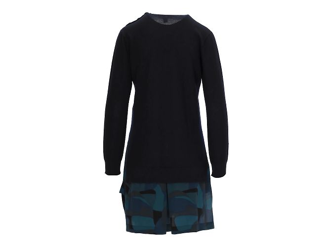 Louis Vuitton Pulloverkleid mit gemusterter Seide Blau Marineblau - Ansicht 2