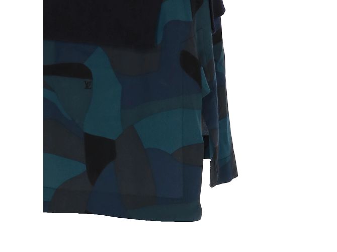Louis Vuitton Pulloverkleid mit gemusterter Seide Blau Marineblau - Ansicht 3