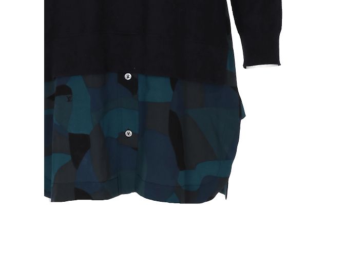 Louis Vuitton Pulloverkleid mit gemusterter Seide Blau Marineblau - Ansicht 4