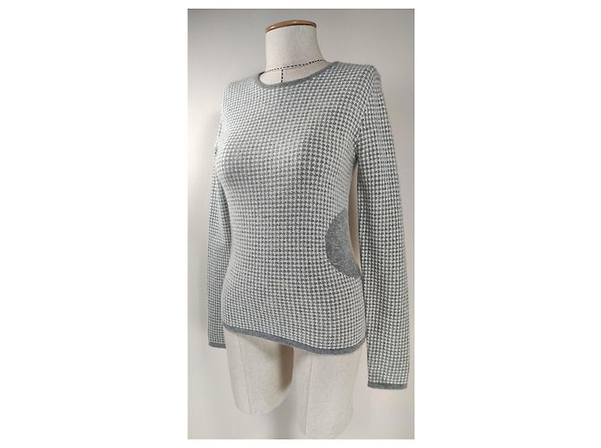 Suéter Allude Houndstooth de Caxemira Cinza - vista 2