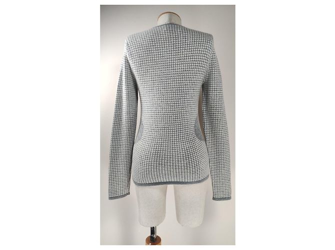 Suéter Allude Houndstooth de Caxemira Cinza - vista 3