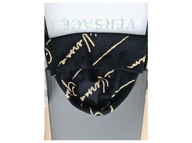 Versace GV Signature Pattern Gorro - Unisex (hombres / MUJER) Negro - vista 9