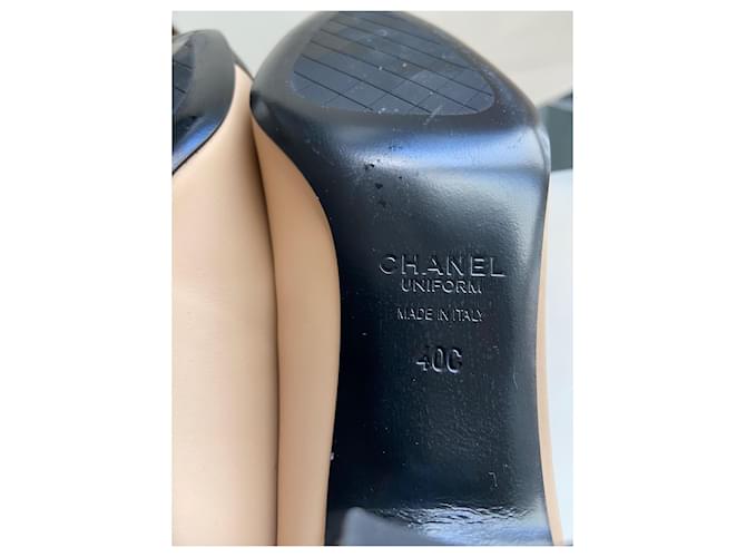 Chanel Décolleté bicolore Nero Beige - vista 6