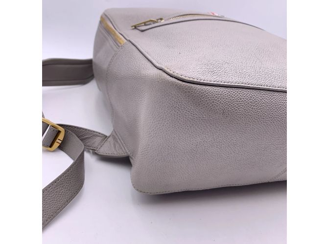 Thom Browne Grey Pebble Grain Leather Classic Backpack Bag - view 10