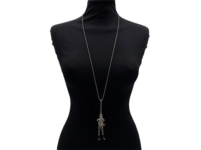 Chanel Collana con pendente a statuetta Coco Mademoiselle in metallo argentato Argento - vista 3