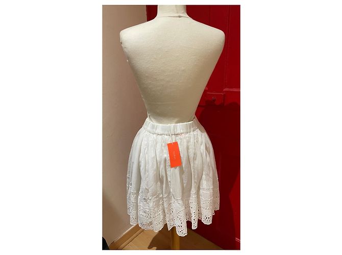 Ba&Sh White Cotton Embroidered Skirt - view 2