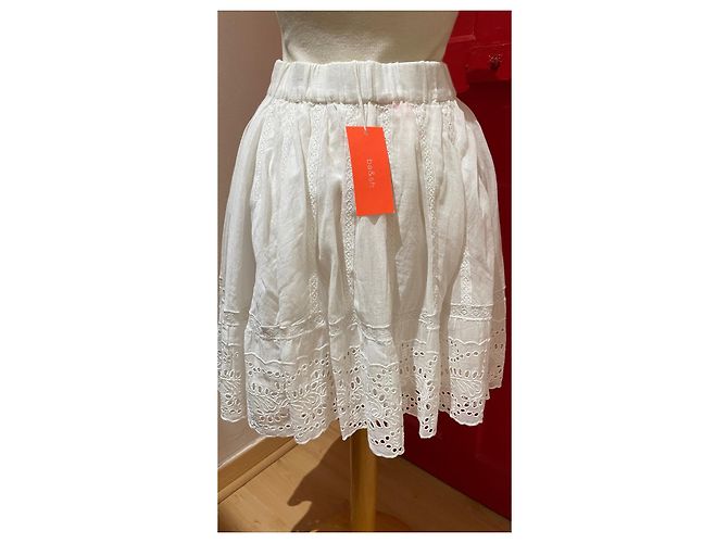 Ba&Sh White Cotton Embroidered Skirt - view 3