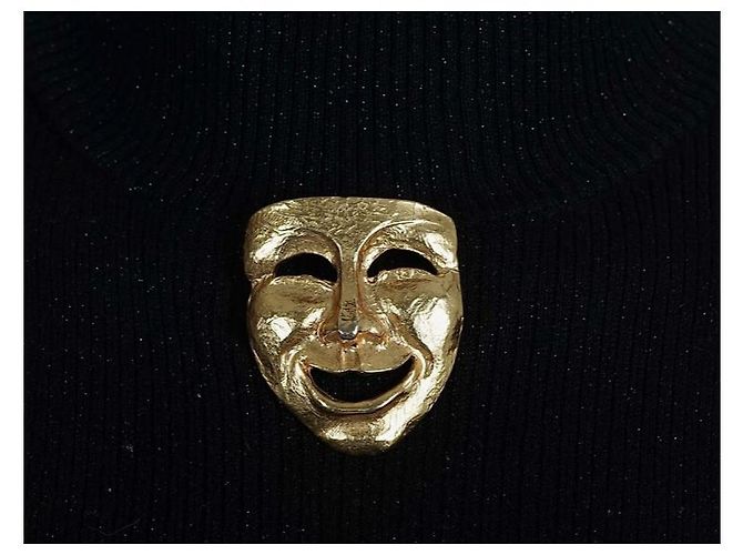 Spilla Moschino maschera commedia dell'arte oro D'oro - vista 3