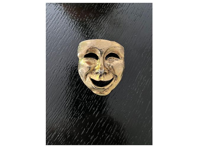 Spilla Moschino maschera commedia dell'arte oro D'oro - vista 5