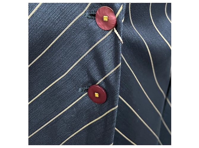 Autre Marque Versus Classic Blue Pinstripe Spring Coat IT 42 US 8 Reino Unido 10 BNWT PVP £2229 Azul - vista 3