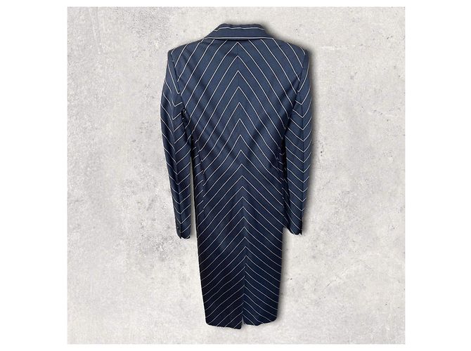 Autre Marque Versus Classic Blue Pinstripe Spring Coat IT 42 US 8 Reino Unido 10 BNWT PVP £2229 Azul - vista 4