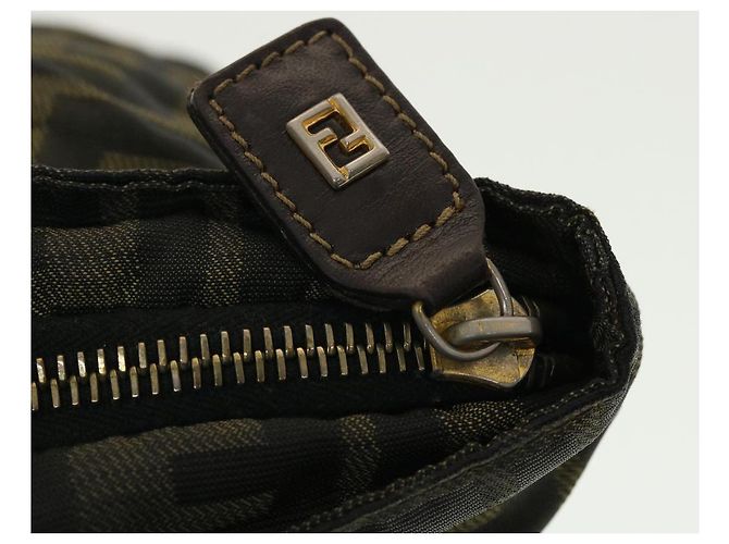 FENDI Borsa a mano in tela Zucca Nero Marrone Auth rd4762 - vista 10