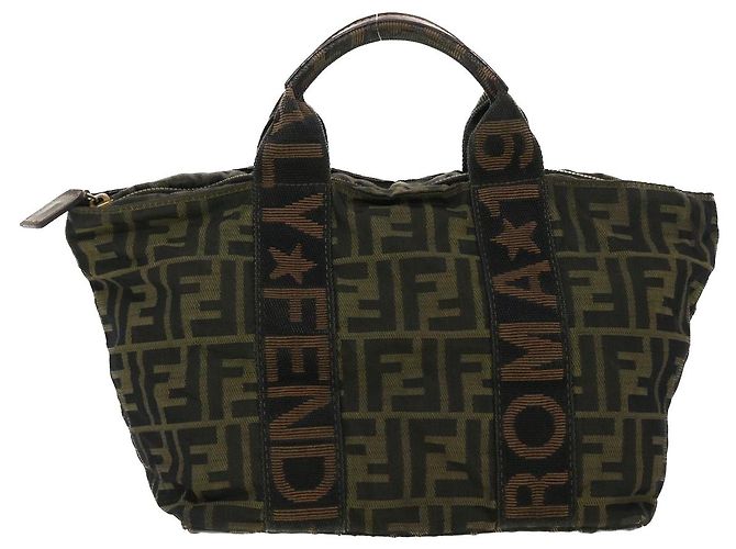 FENDI Borsa a mano in tela Zucca Nero Marrone Auth rd4762 - vista 13