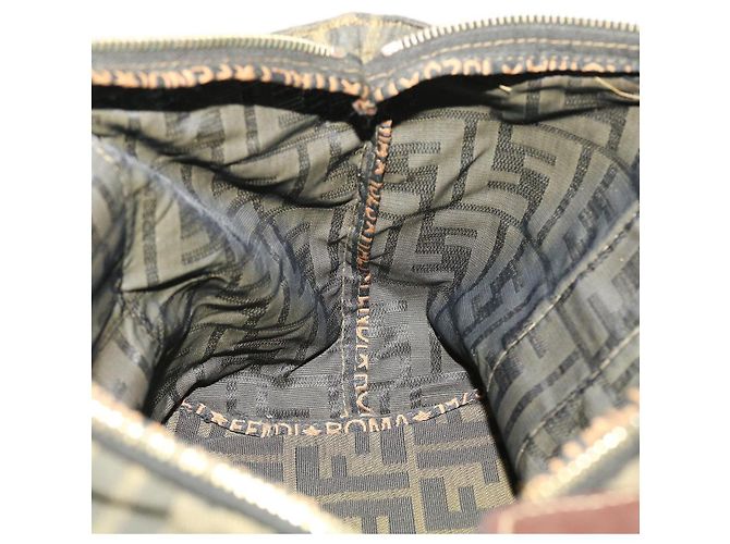 FENDI Borsa a mano in tela Zucca Nero Marrone Auth rd4762 - vista 17