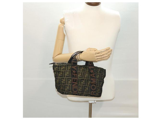 FENDI Borsa a mano in tela Zucca Nero Marrone Auth rd4762 - vista 19