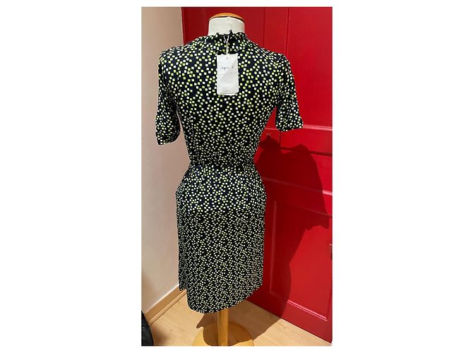 Agnès b. Vestido Agnès b Abotoado com Padrão Verde e Branco Viscose Multicor - vista 2