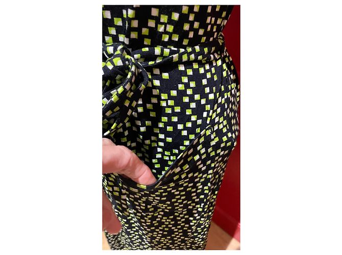 Agnès b. Vestido Agnès b Abotoado com Padrão Verde e Branco Viscose Multicor - vista 6