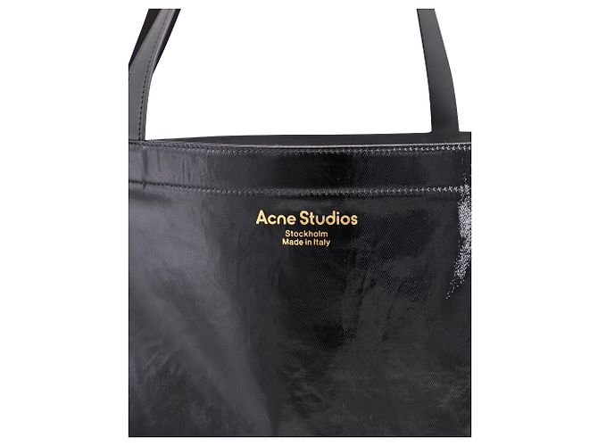 Bolsa Tote Acne Studios Agele em Lona Revestida Preta - vista 5