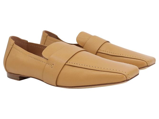 Mocassini Mansur Gavriel Punta Quadrata in Pelle Caramello - vista 2