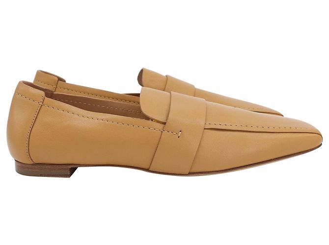 Mocassini Mansur Gavriel Punta Quadrata in Pelle Caramello - vista 4