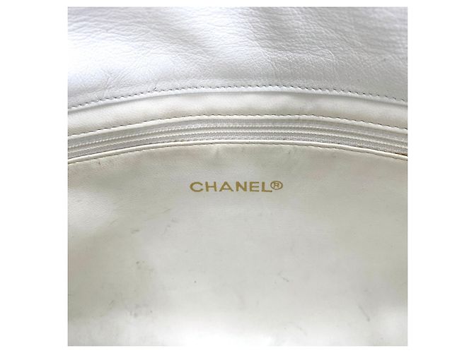 Bolso Chanel Besace de Cuero Blanco y Mezclilla Azul claro - vista 7