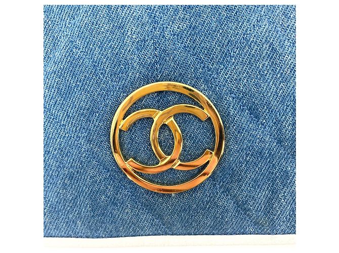 Bolso Chanel Besace de Cuero Blanco y Mezclilla Azul claro - vista 9