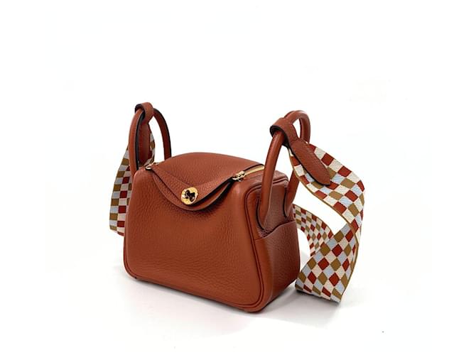 Hermès Lindy Mini Pelle Marrone - vista 2