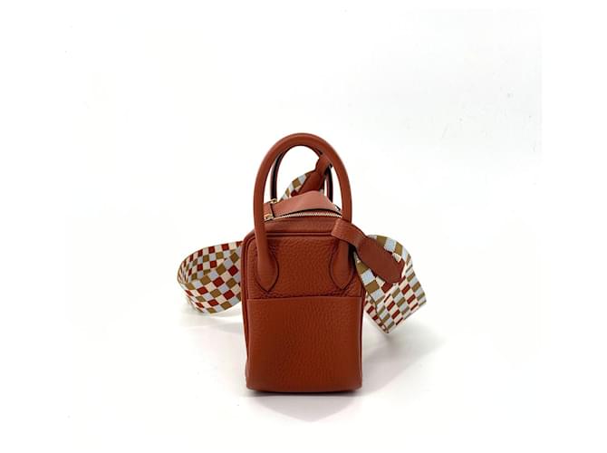 Hermès Lindy Mini Pelle Marrone - vista 3
