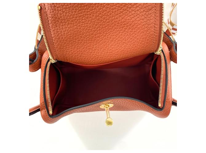 Hermès Lindy Mini Pelle Marrone - vista 7