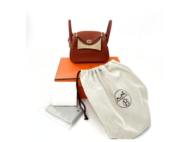 Hermès Lindy Mini Pelle Marrone - vista 8