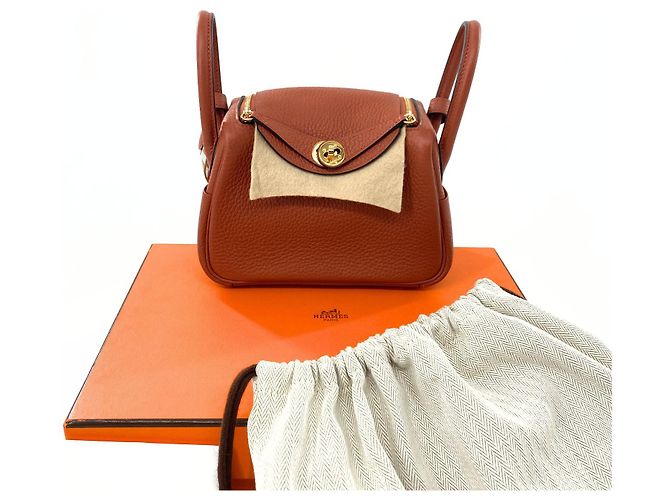 Hermès Lindy Mini Pelle Marrone - vista 9