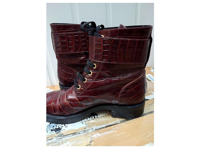 Louis Vuitton Stivale Louis Vuittton Wonderland in pelle rosso bordeaux 38.5 - vista 15