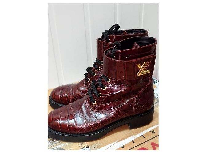 Louis Vuitton Stivale Louis Vuittton Wonderland in pelle rosso bordeaux 38.5 - vista 6