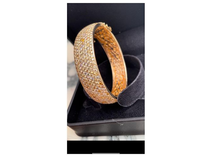 Autre Marque Bracciale Rigido Pavé di Diamanti 11.33 ct Oro Giallo Multicolore - vista 4