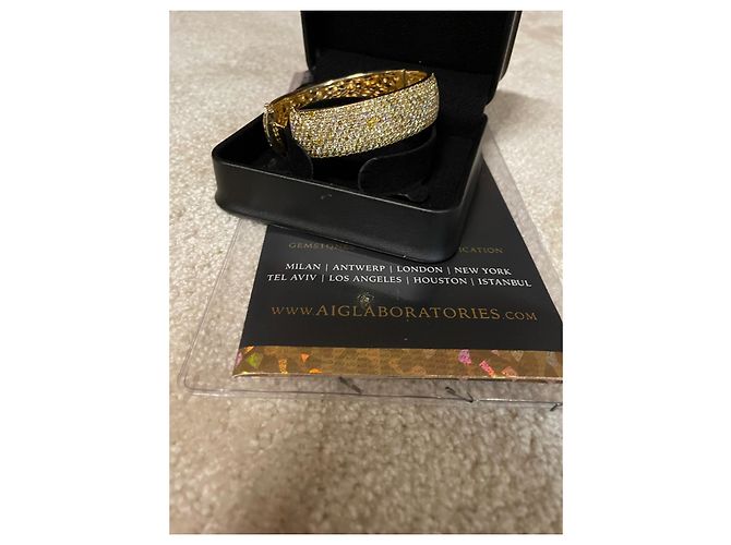 Autre Marque Bracciale Rigido Pavé di Diamanti 11.33 ct Oro Giallo Multicolore - vista 7