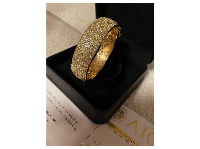 Autre Marque Bracciale Rigido Pavé di Diamanti 11.33 ct Oro Giallo Multicolore - vista 8
