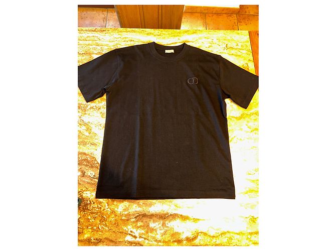 Camiseta Dior preta de algodão com logo CD bordado Preto - vista 5