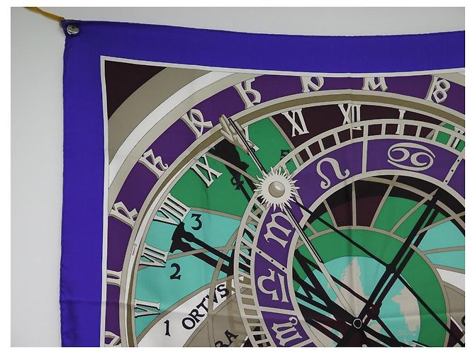 Hermès FOULARD HERMES LA MECHANIQUE DU TIME BY LOIC DUBIGEON IN SETA SCIARPA Porpora - vista 2