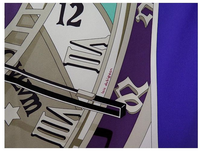 Hermès FOULARD HERMES LA MECHANIQUE DU TIME BY LOIC DUBIGEON IN SETA SCIARPA Porpora - vista 5