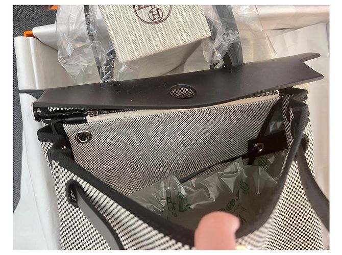 Herbag Hermès BORSA ERBA 31 ZIP DI RITORNO Nero Crudo - vista 6