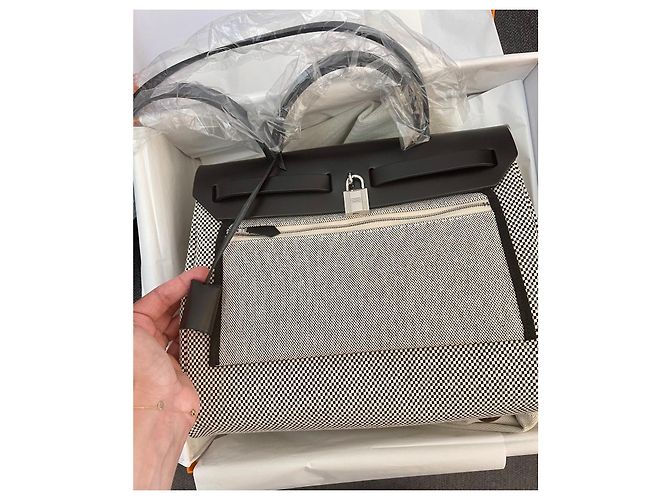 Herbag Hermès BORSA ERBA 31 ZIP DI RITORNO Nero Crudo - vista 7