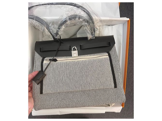 Herbag Hermès BORSA ERBA 31 ZIP DI RITORNO Nero Crudo - vista 8