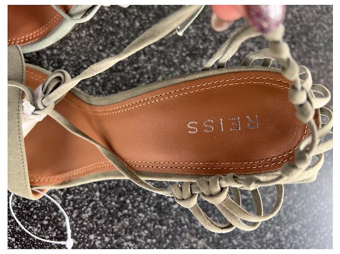 Sandali Zhane in scamosciato con cinturino Reiss Khaki Cachi - vista 3
